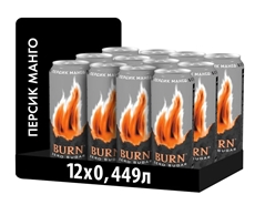 Энергетический напиток Burn Peach Zero, 449мл x 12 шт