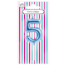 Свеча-цифра 5 Fiolento Веселая вечеринка голубая