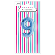 Свеча-цифра 9 Fiolento Веселая вечеринка голубая