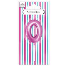 Свеча-цифра 0 Fiolento Веселая вечеринка розовая