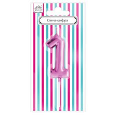 Свеча-цифра 1 Fiolento Веселая вечеринка розовая