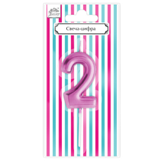 Свеча-цифра 2 Fiolento Веселая вечеринка розовая