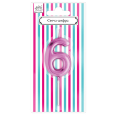 Свеча-цифра 6 Fiolento Веселая вечеринка розовая