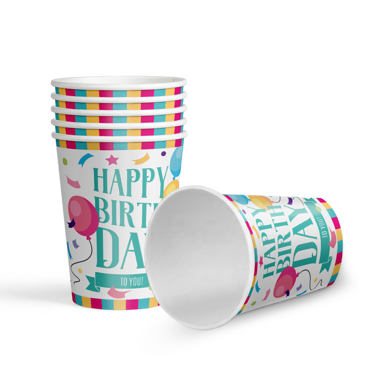 Стакан одноразовый Fiolento бумажный разноцветный 200мл, 6шт