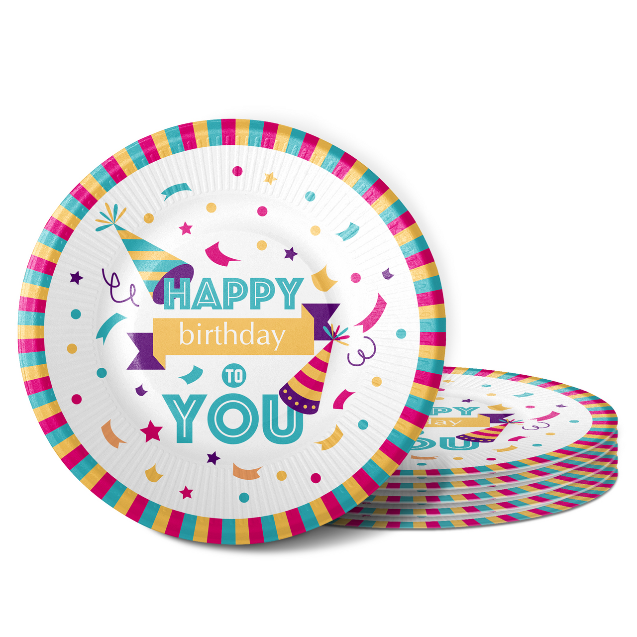 Тарелка одноразовая Fiolento бумажная разноцветная 18см, 6шт