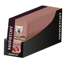 Корм влажный Мираторг соус для взрослых собак говядина, 85г x 24 шт