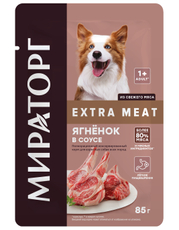 Корм влажный Мираторг для взрослых собак ягненок в соусе, 85г