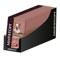 Корм влажный Мираторг для взрослых собак ягненок в соусе, 85г x 24 шт