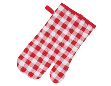 Варежка-прихватка Guten Morgen стеганая рогожка красная клетка, 18 x 30см