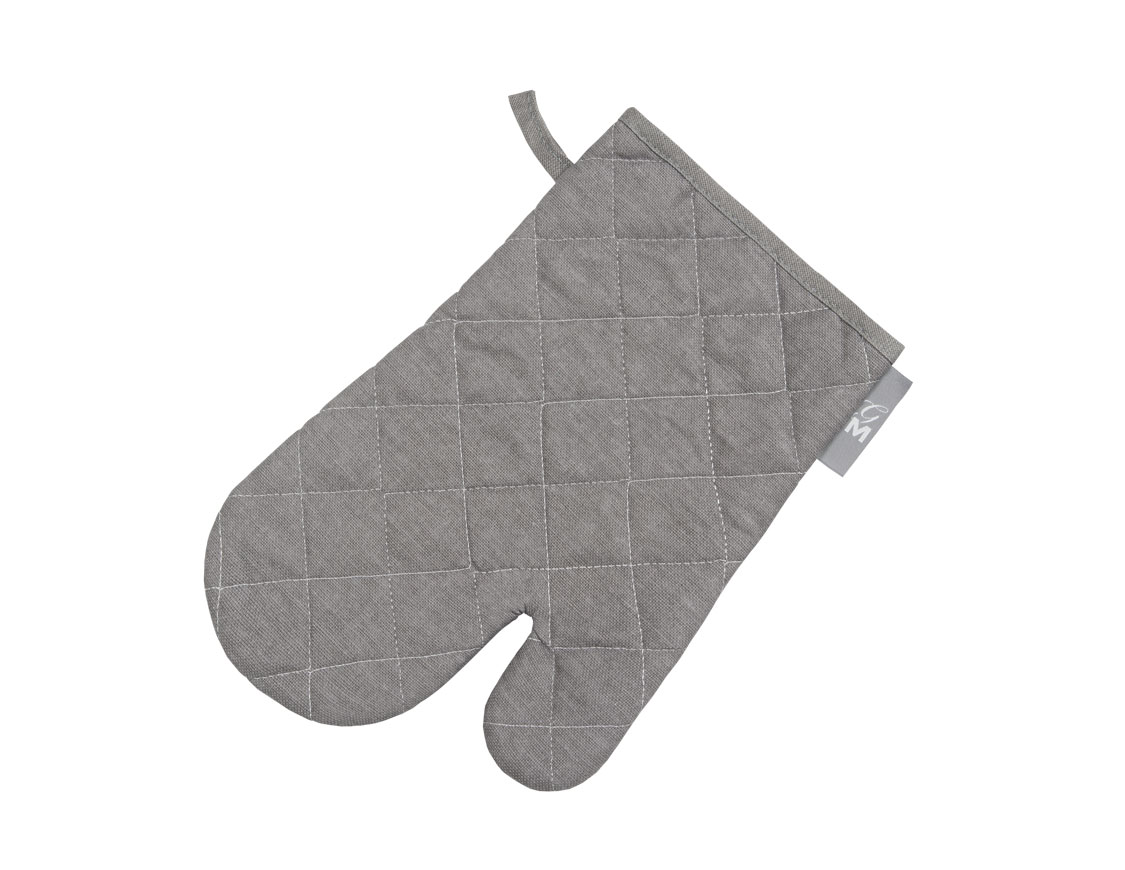 Варежка-прихватка Guten Morgen стеганая рогожка серая, 18 x 30см