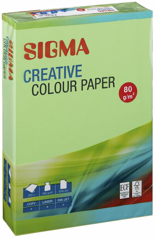SIGMA Бумага цветная А4 зеленый интенсив 100 листов, 80г