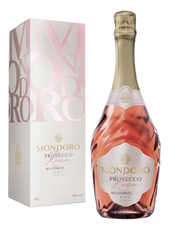 Вино игристое Mondoro Prosecco розовое сухое в подарочной упаковке, 0.75л