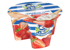 Творог зерненый Простоквашино с клубникой 5%, 140г