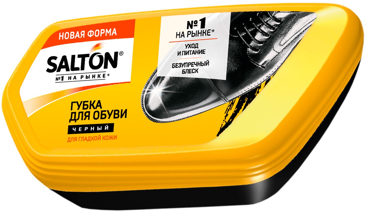 Губка Salton для обуви из гладкой кожи черная, 53мл