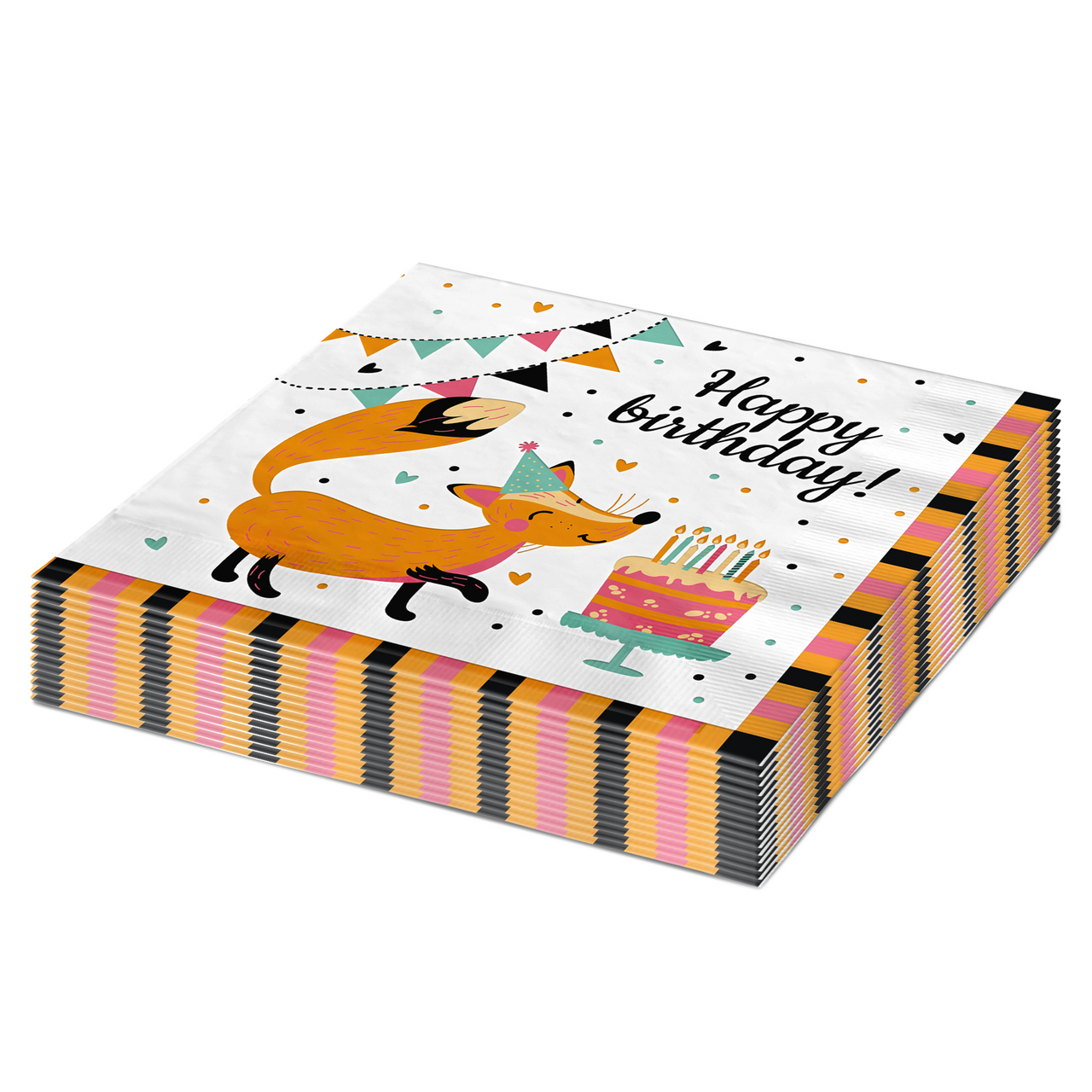 Салфетки Fiolento Friend birthday лисенок 2 слоя бумажные 16.5см, 16шт