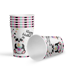 Стакан одноразовый Fiolento Happy birthday Панда бумажный разноцветный 200мл, 6шт