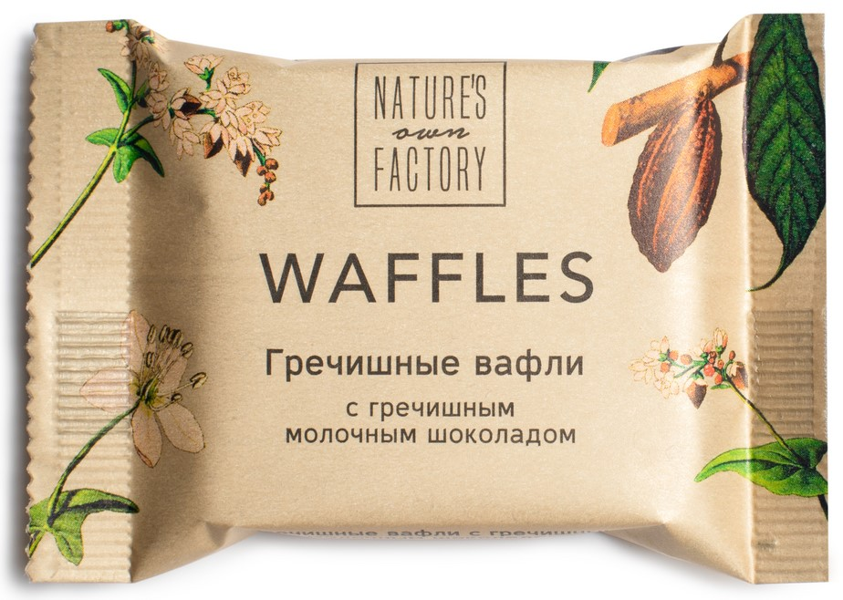 Вафли Фабрика природы гречишные с гречишным молочным шоколадом, 20г