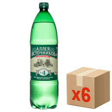 Вода Аллея источников №4 минеральная лечебно-столовая газированная, 1.5л x 6 шт