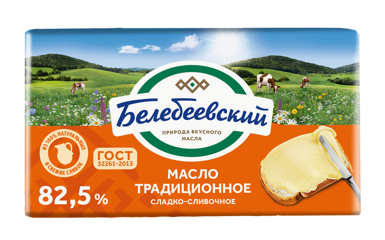 Масло сладко-сливочное Белебеевский Традиционное 82.5%, 170г купить с  доставкой на дом, цены в интернет-магазине