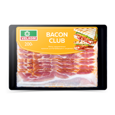 Бекон Велком Club сырокопченый нарезка, 200г