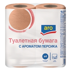 aro Туалетная бумага персик 2-слойная, 4 рулона