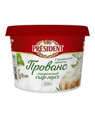 Сыр-мусс творожный President Прованс с прованскими травами 60%, 210г