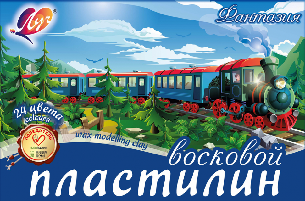 Пластилин восковой Луч мягкий Фантазия 24 цвета, 360г купить с ...