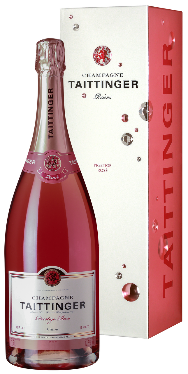 Вино игристое Шампань Taittinger Prestige Rose в подарочной упаковке розовое брют, 0.75л