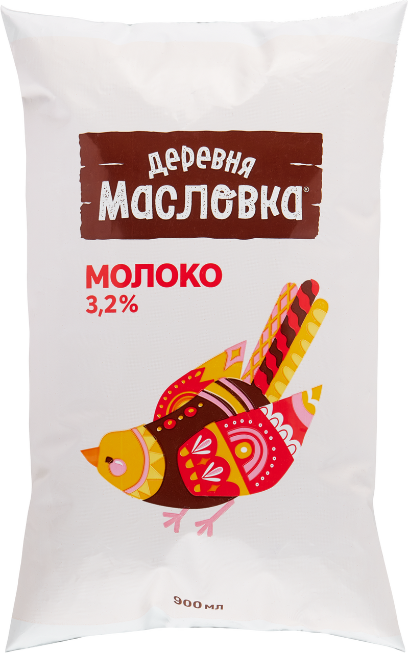 Молоко Деревня Масловка пастеризованное 3.2%, 900мл