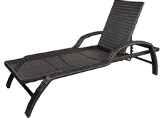 Шезлонг-лежак Greengard с регулируемой спинкой искусственный ротанг сталь черный, 43 x 196 x 66см