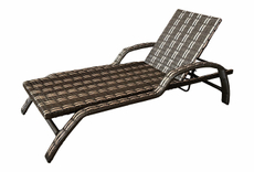 Шезлонг-лежак Greengard с регулируемой спинкой искусственный ротанг сталь коричневый, 43 x 196 x 66см