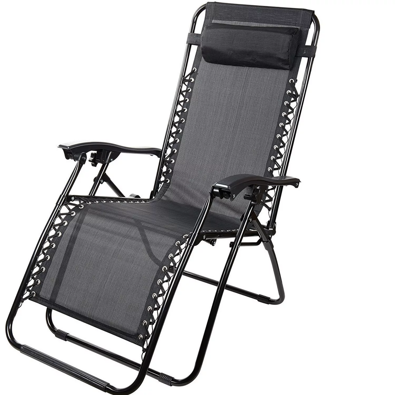 Кресло-шезлонг складное Greengard сталь текстилен темно-серое, 65 x 165 .