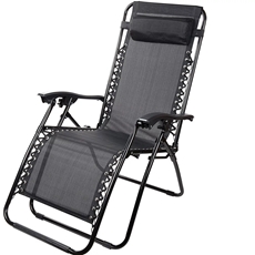 Кресло-шезлонг складное Greengard сталь текстилен темно-серое, 65 x 165 x 110см