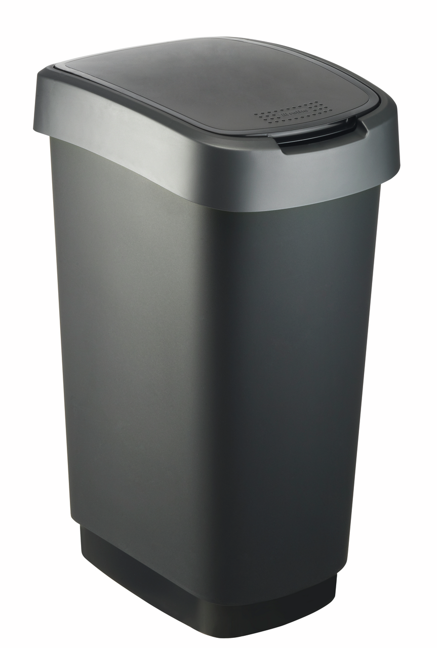Контейнер для мусора Rotho Swing Twist черно-серый 50л, 60.2 x 29.8 x 40.1см