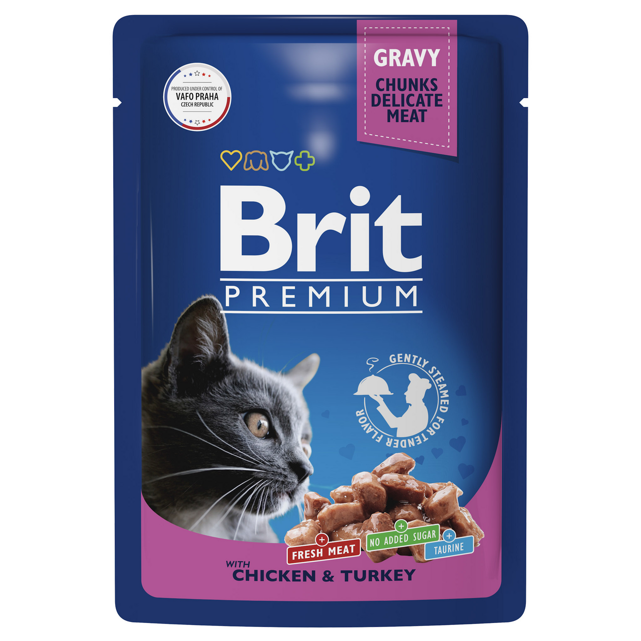 Изображение товара Корм влажный Brit для кошек курица-индейка, 85г
