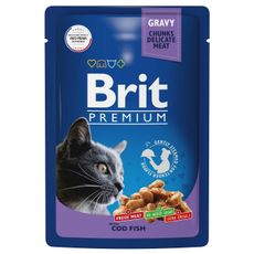 Корм влажный Brit для кошек треска, 85г