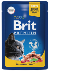 Корм влажный Brit для кошек лосось-форель, 85г
