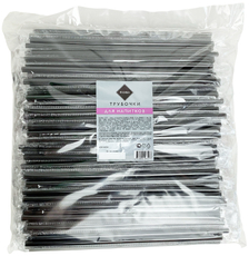 RIOBA Трубочки для коктейля одноразовые пластиковые черные в индивидуальной упаковке длина 24см диаметр 8мм, 250шт