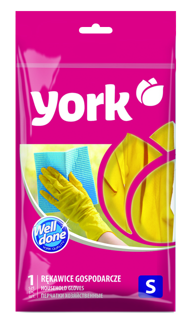 Перчатки хозяйственные York резиновые суперплотные, S