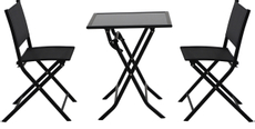 METRO PROFESSIONAL Набор мебели для балкона складной сталь текстилен черный, 3 предмета