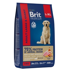 Корм сухой Brit Premium Dog Adult Large and Giant для взрослых собак крупных пород с курицей, 8кг