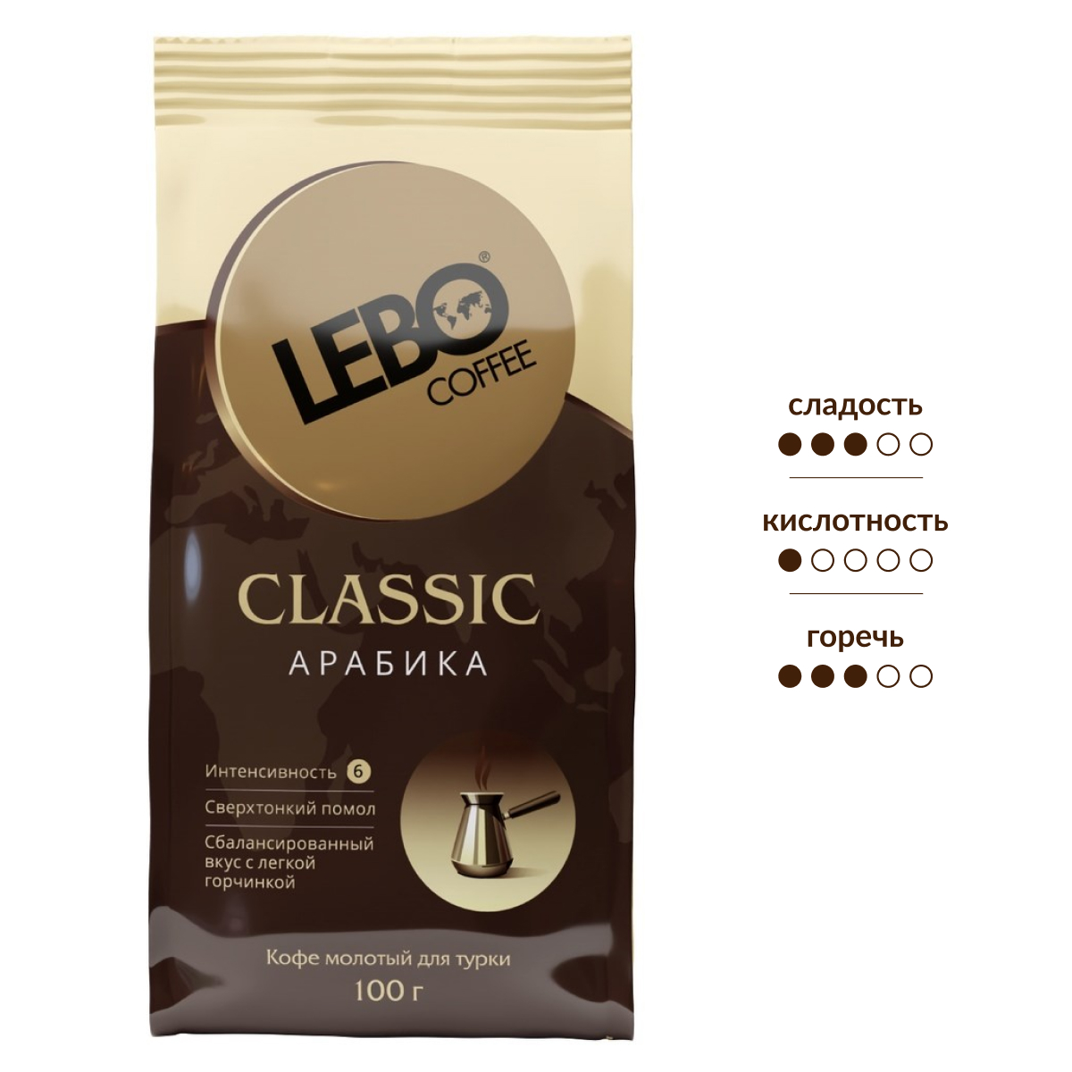 Изображение товара Кофе Lebo Classic молотый для турки 100г насыщенный аромат и вкус