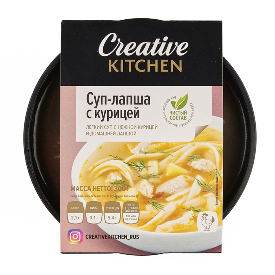 Суп Creative Kitchen лапша с курицей, 300г купить с доставкой на дом, цены  в интернет-магазине