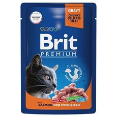 Корм влажный Brit Premium для стерилизованных кошек с лососем, 85г