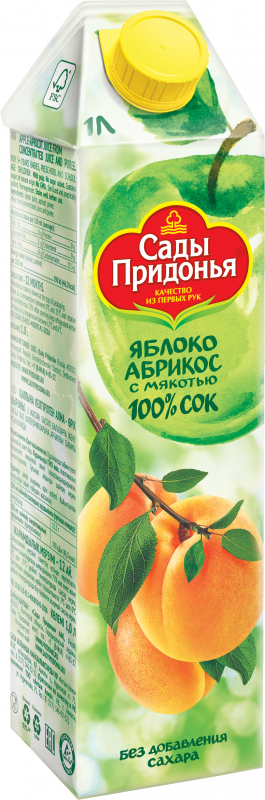 Сок Сады Придонья яблочно-абрикосовый с мякотью, 1л