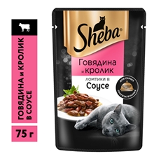 Влажный корм для кошек Sheba Ломтики в соусе с говядиной и кроликом, 75г