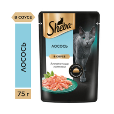 Корм влажный Sheba для кошек Ломтики в соусе с лососем, 75г