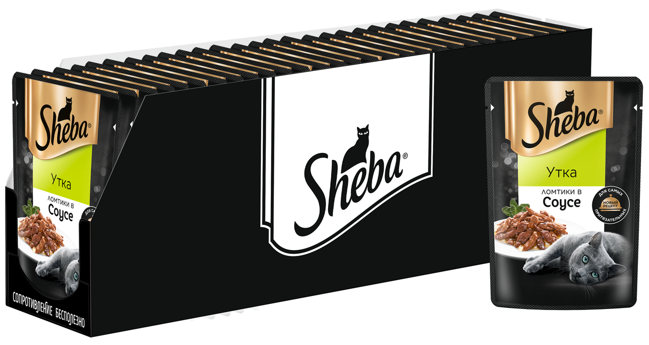 Изображение товара Корм влажный Sheba для кошек Ломтики в соусе с уткой, 75г x 28 шт