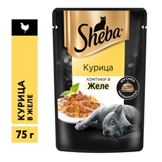 Влажный корм для кошек Sheba Ломтики в желе с курицей, 75г