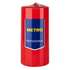 METRO PROFESSIONAL Свеча столбовая красная лакированная, 4 x 9см